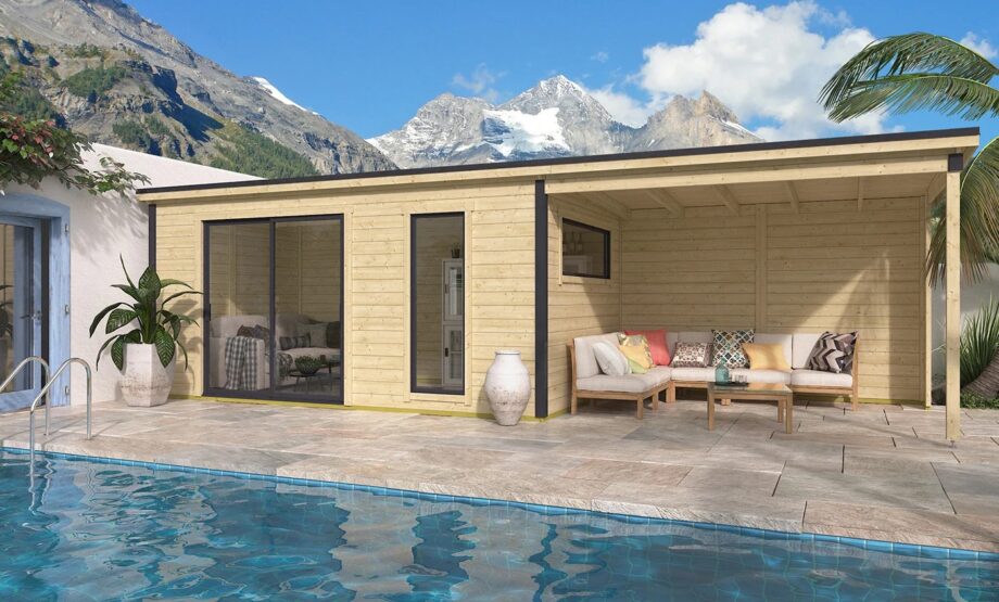 Cabane de Jardin Moderne : la Pool House Vineo 3 avec terrasse