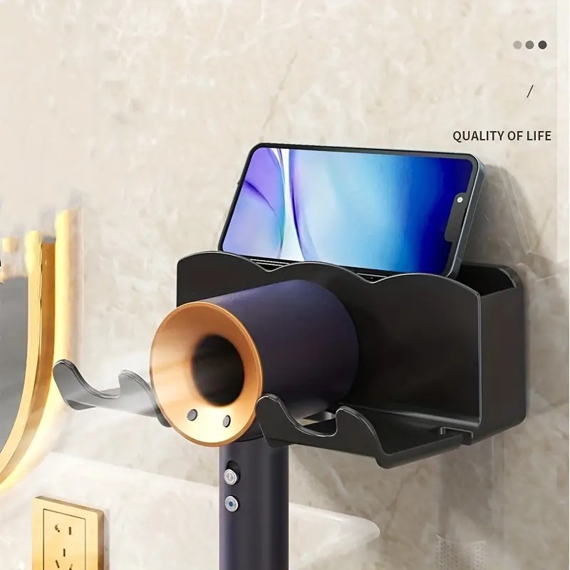 Support mural sans perçage pour la salle de bain avec emplacement pour smartphone